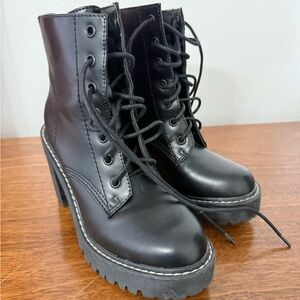 Black Lace-Up Ankle Boots